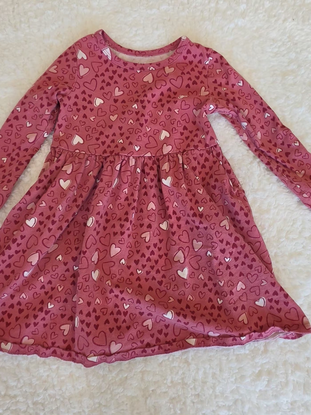 jumping beans Pink Heart-Print Long Sleeve Dress